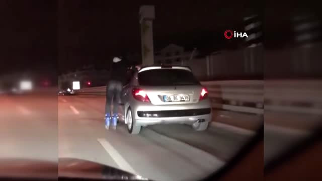 Başkent’te Patenle Tehlikeli Yolculuk Kamerada