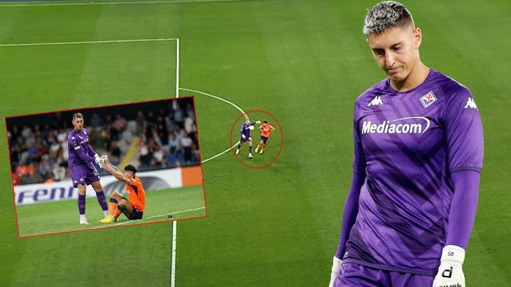 Başakşehir-Fiorentina maçında kaleci Gollini’den akıl almaz hata! Viral oldu