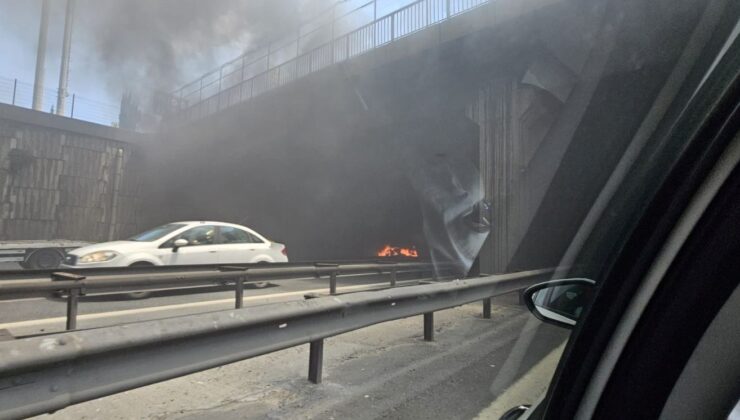 SON DAKİKA HABERİ: İstanbul’da TEM otoyolunda araç yangını