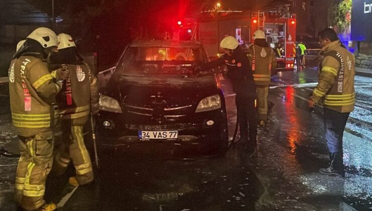 Beşiktaş’ta alev alan lüks cip kullanılamaz hale geldi