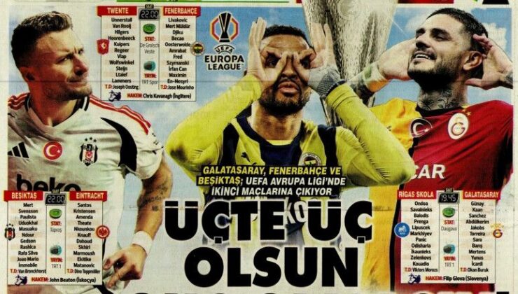 “Üçte üç olsun” (3 Ekim 2024 spor manşetleri)