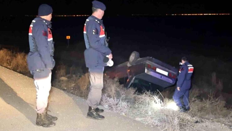 Araba şarampole takla attı: 1 yaralı