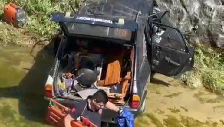 Araba dere yatağına devrildi: 3 hafif yaralı